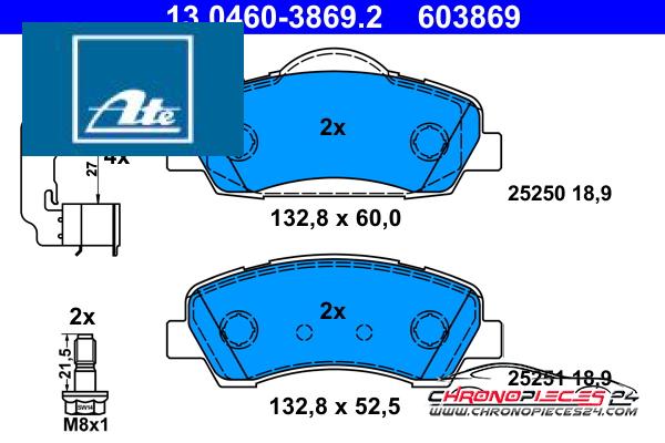 Achat de ATE 13.0460-3869.2 Kit de plaquettes de frein, frein à disque pas chères