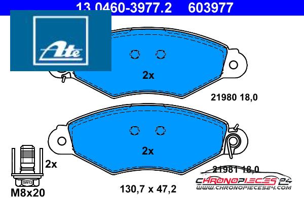 Achat de ATE 13.0460-3977.2 Kit de plaquettes de frein, frein à disque pas chères