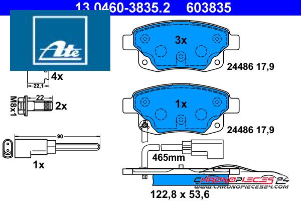 Achat de ATE 13.0460-3835.2 Kit de plaquettes de frein, frein à disque pas chères