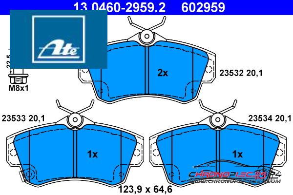 Achat de ATE 13.0460-2959.2 Kit de plaquettes de frein, frein à disque pas chères