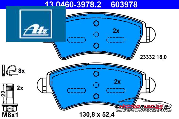 Achat de ATE 13.0460-3978.2 Kit de plaquettes de frein, frein à disque pas chères