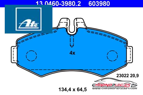 Achat de ATE 13.0460-3980.2 Kit de plaquettes de frein, frein à disque pas chères