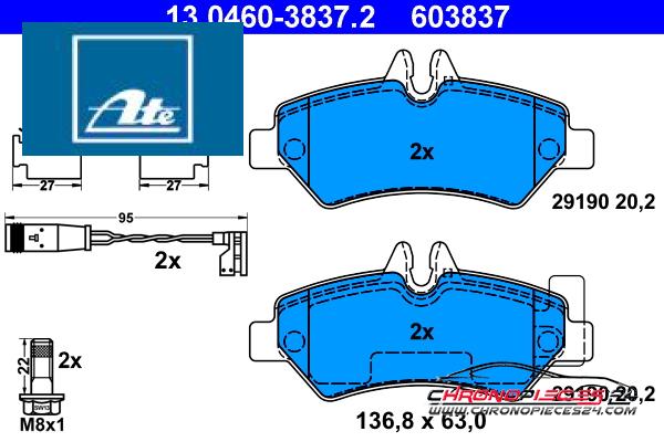 Achat de ATE 13.0460-3837.2 Kit de plaquettes de frein, frein à disque pas chères