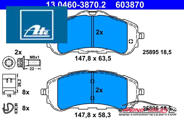 Achat de ATE 13.0460-3870.2 Kit de plaquettes de frein, frein à disque pas chères