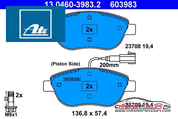 Achat de ATE 13.0460-3983.2 Kit de plaquettes de frein, frein à disque pas chères