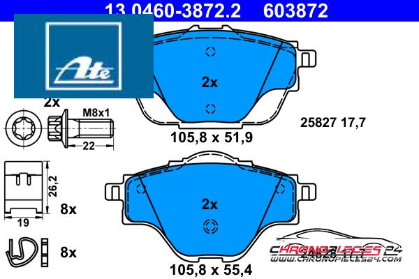 Achat de ATE 13.0460-3872.2 Kit de plaquettes de frein, frein à disque pas chères