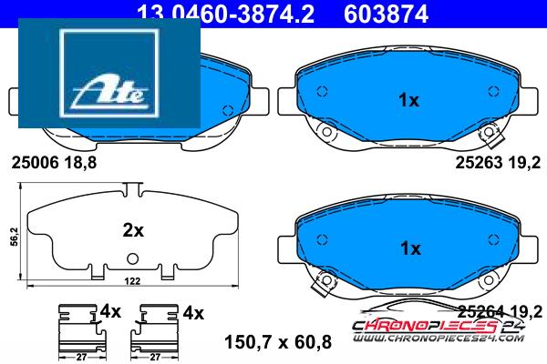 Achat de ATE 13.0460-3874.2 Kit de plaquettes de frein, frein à disque pas chères