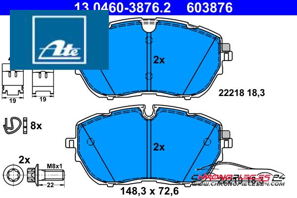 Achat de ATE 13.0460-3876.2 Kit de plaquettes de frein, frein à disque pas chères