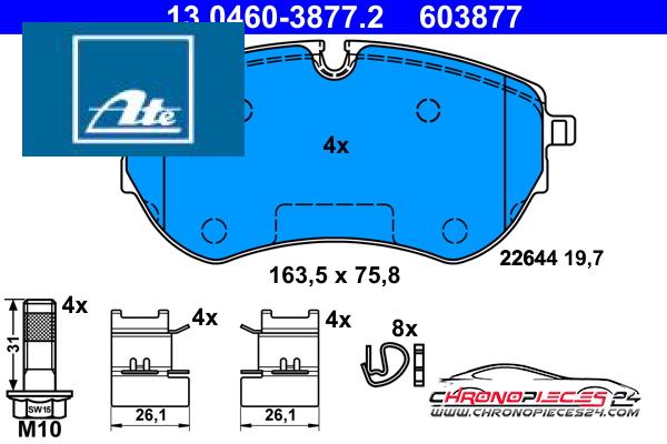 Achat de ATE 13.0460-3877.2 Kit de plaquettes de frein, frein à disque pas chères