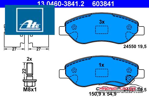 Achat de ATE 13.0460-3841.2 Kit de plaquettes de frein, frein à disque pas chères