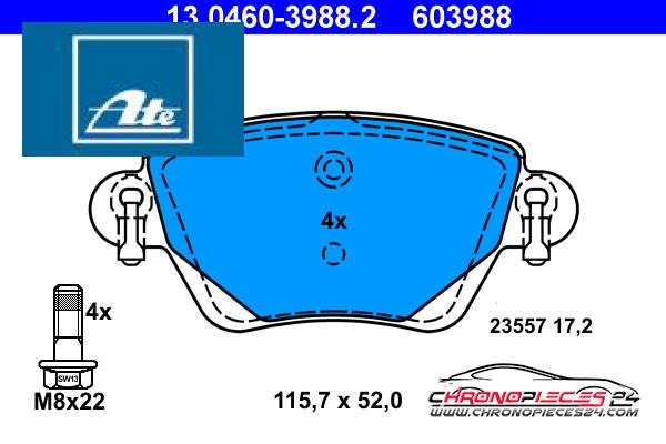 Achat de ATE 13.0460-3988.2 Kit de plaquettes de frein, frein à disque pas chères