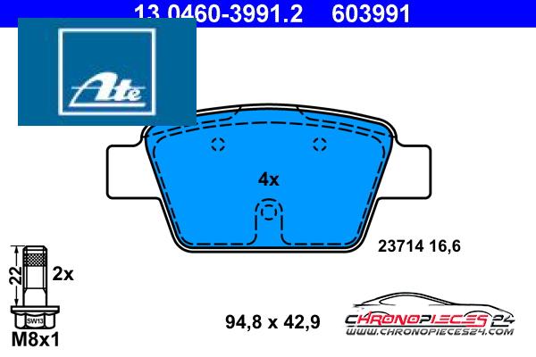 Achat de ATE 13.0460-3991.2 Kit de plaquettes de frein, frein à disque pas chères