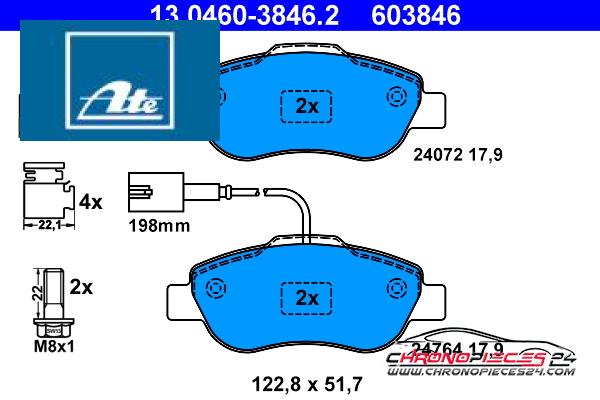 Achat de ATE 13.0460-3846.2 Kit de plaquettes de frein, frein à disque pas chères