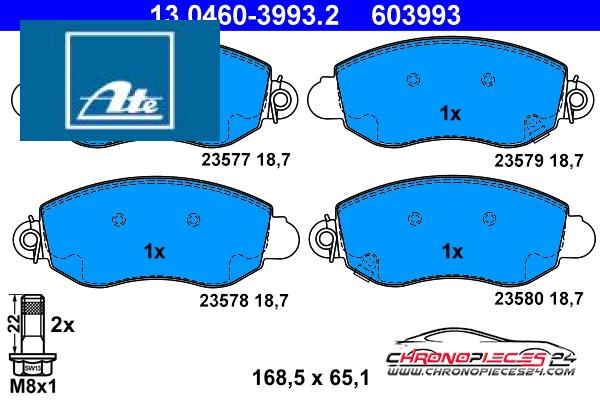 Achat de ATE 13.0460-3993.2 Kit de plaquettes de frein, frein à disque pas chères