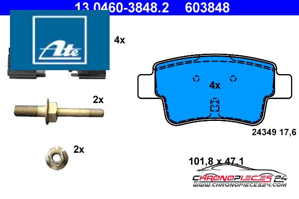 Achat de ATE 13.0460-3848.2 Kit de plaquettes de frein, frein à disque pas chères