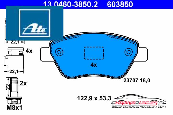 Achat de ATE 13.0460-3850.2 Kit de plaquettes de frein, frein à disque pas chères