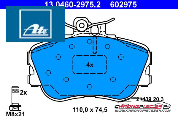 Achat de ATE 13.0460-2975.2 Kit de plaquettes de frein, frein à disque pas chères