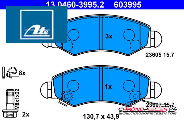 Achat de ATE 13.0460-3995.2 Kit de plaquettes de frein, frein à disque pas chères