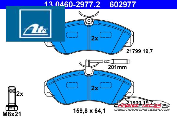 Achat de ATE 13.0460-2977.2 Kit de plaquettes de frein, frein à disque pas chères