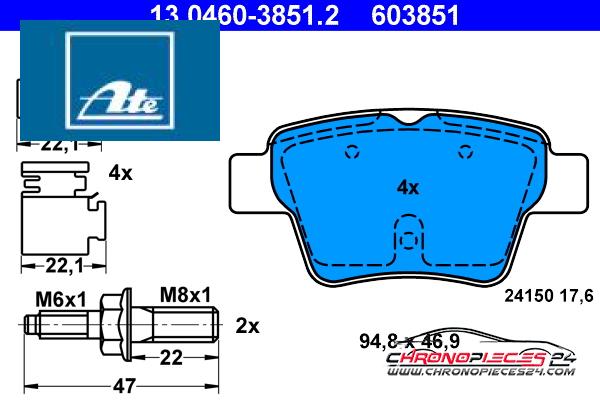 Achat de ATE 13.0460-3851.2 Kit de plaquettes de frein, frein à disque pas chères