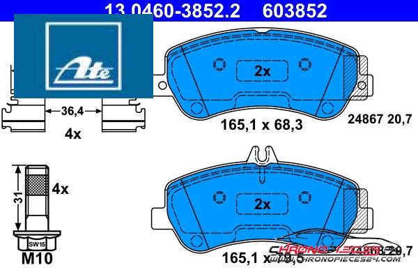 Achat de ATE 13.0460-3852.2 Kit de plaquettes de frein, frein à disque pas chères