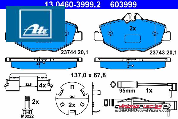 Achat de ATE 13.0460-3999.2 Kit de plaquettes de frein, frein à disque pas chères