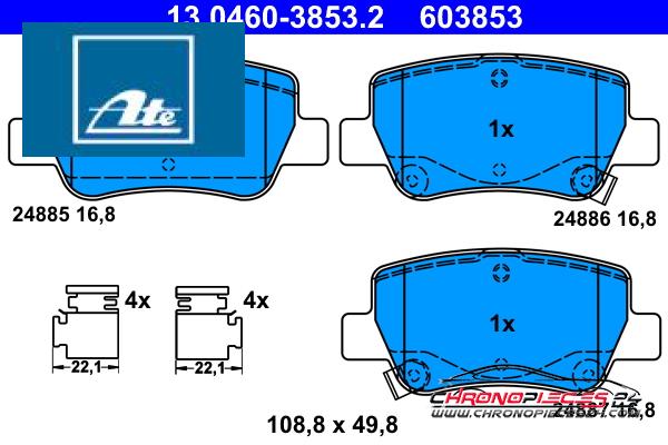 Achat de ATE 13.0460-3853.2 Kit de plaquettes de frein, frein à disque pas chères