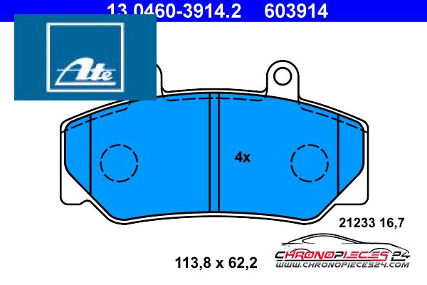 Achat de ATE 13.0460-3914.2 Kit de plaquettes de frein, frein à disque pas chères