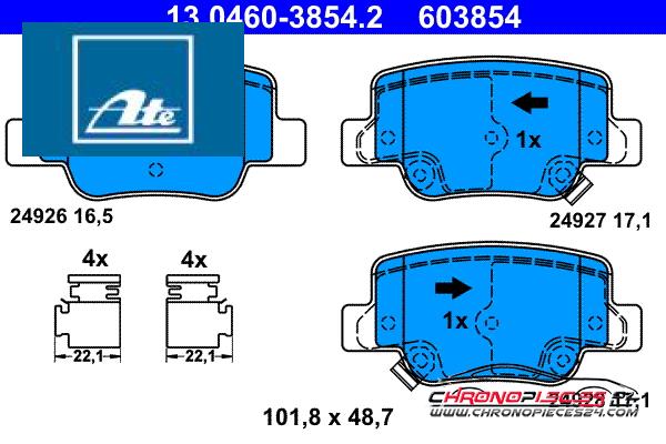 Achat de ATE 13.0460-3854.2 Kit de plaquettes de frein, frein à disque pas chères