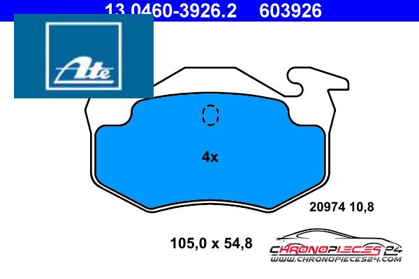 Achat de ATE 13.0460-3926.2 Kit de plaquettes de frein, frein à disque pas chères