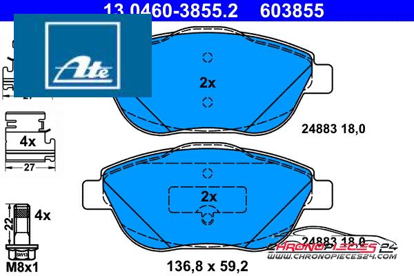 Achat de ATE 13.0460-3855.2 Kit de plaquettes de frein, frein à disque pas chères