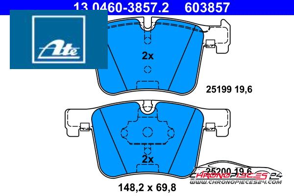 Achat de ATE 13.0460-3857.2 Kit de plaquettes de frein, frein à disque pas chères