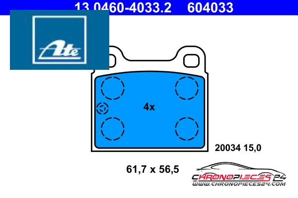 Achat de ATE 13.0460-4033.2 Kit de plaquettes de frein, frein à disque pas chères