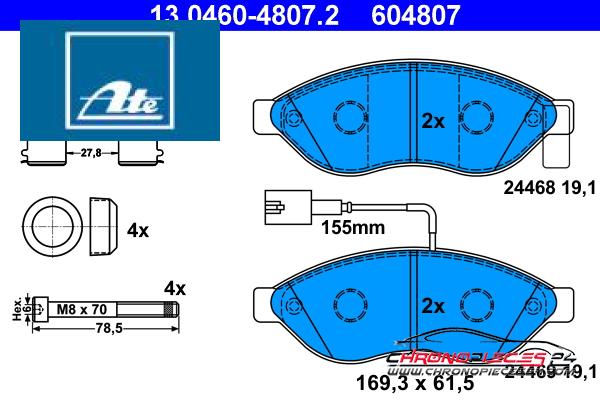 Achat de ATE 13.0460-4807.2 Kit de plaquettes de frein, frein à disque pas chères