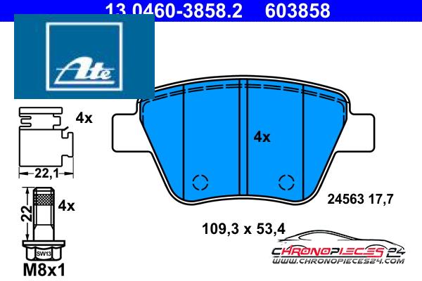 Achat de ATE 13.0460-3858.2 Kit de plaquettes de frein, frein à disque pas chères