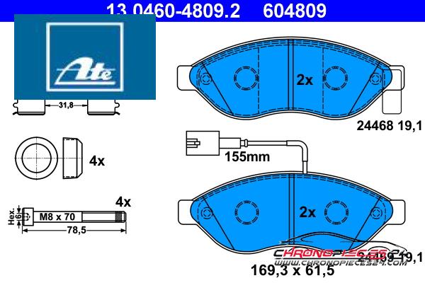 Achat de ATE 13.0460-4809.2 Kit de plaquettes de frein, frein à disque pas chères