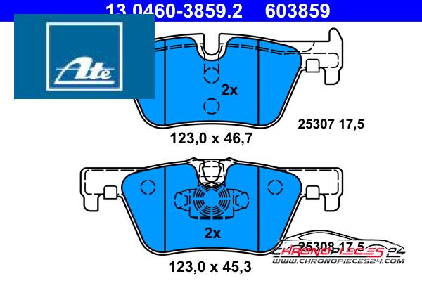 Achat de ATE 13.0460-3859.2 Kit de plaquettes de frein, frein à disque pas chères