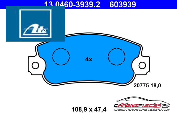 Achat de ATE 13.0460-3939.2 Kit de plaquettes de frein, frein à disque pas chères