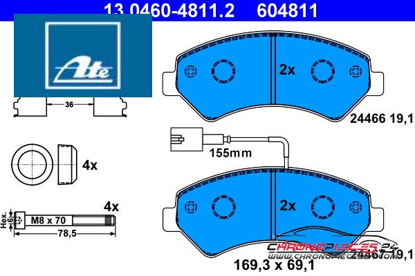 Achat de ATE 13.0460-4811.2 Kit de plaquettes de frein, frein à disque pas chères