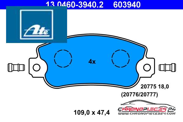 Achat de ATE 13.0460-3940.2 Kit de plaquettes de frein, frein à disque pas chères