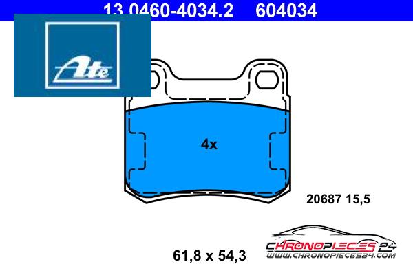 Achat de ATE 13.0460-4034.2 Kit de plaquettes de frein, frein à disque pas chères