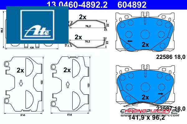 Achat de ATE 13.0460-4892.2 Kit de plaquettes de frein, frein à disque pas chères