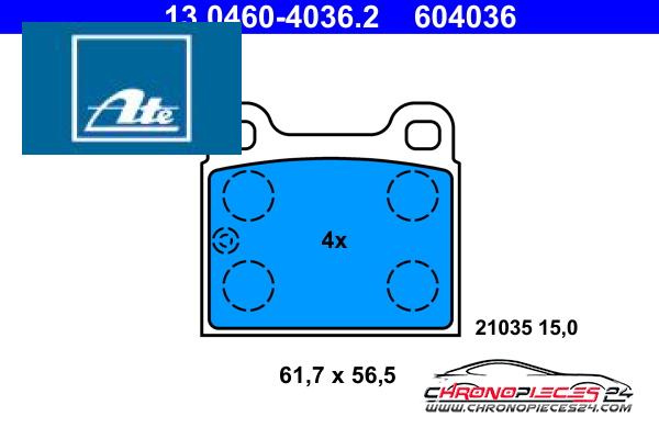 Achat de ATE 13.0460-4036.2 Kit de plaquettes de frein, frein à disque pas chères