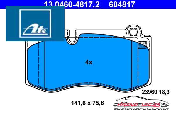 Achat de ATE 13.0460-4817.2 Kit de plaquettes de frein, frein à disque pas chères