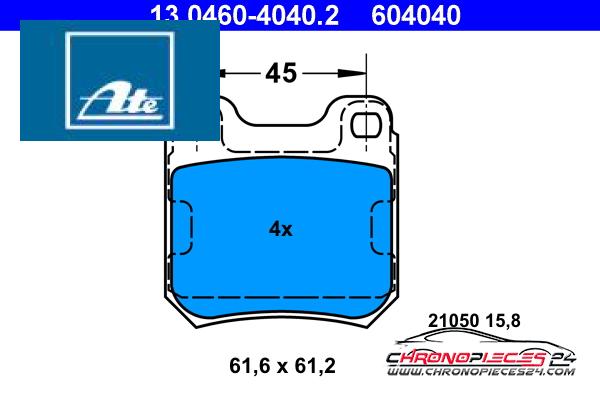 Achat de ATE 13.0460-4040.2 Kit de plaquettes de frein, frein à disque pas chères