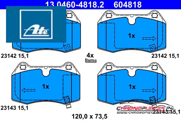 Achat de ATE 13.0460-4818.2 Kit de plaquettes de frein, frein à disque pas chères