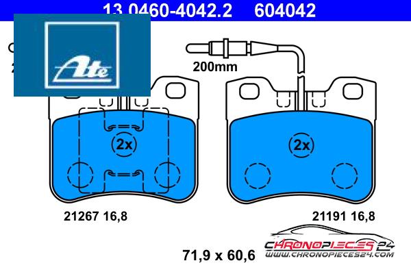 Achat de ATE 13.0460-4042.2 Kit de plaquettes de frein, frein à disque pas chères