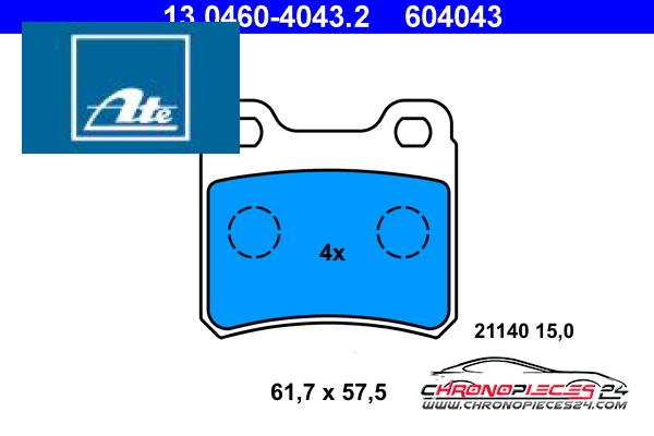 Achat de ATE 13.0460-4043.2 Kit de plaquettes de frein, frein à disque pas chères