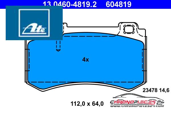 Achat de ATE 13.0460-4819.2 Kit de plaquettes de frein, frein à disque pas chères