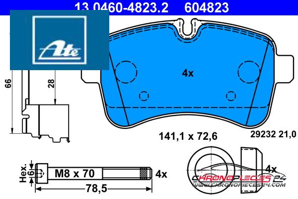 Achat de ATE 13.0460-4823.2 Kit de plaquettes de frein, frein à disque pas chères